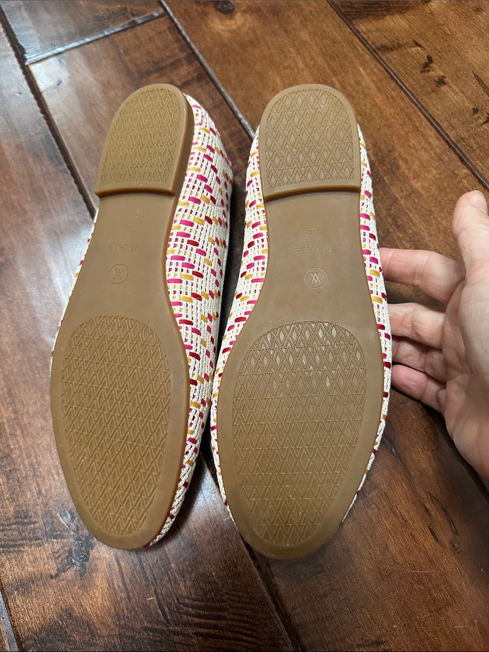 Vivaia Women's Patterned Slip-On Loafers in Cream with Pink & Yellow Accents - Picture 8 of 11